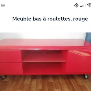 Meuble TV sur roulettes, rouge 