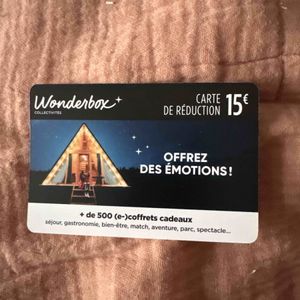 Carte 15 euros de réduction wonder box 