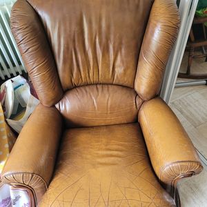 Canapé cuir et 2 fauteuils 