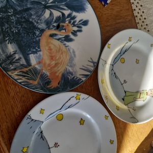 Lot 3 assiettes dessert petit prince flamand rose