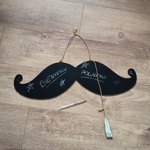 Tableau craie noir moustache L 61 cm