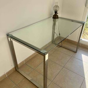 Bureau en verre et métal 