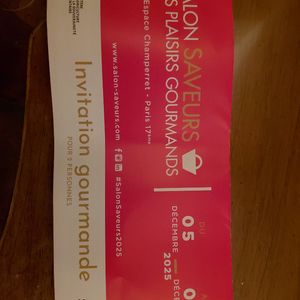 Invitation pour 2 pers salon plaisirs gourmands