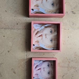 3 cadres photos roses 