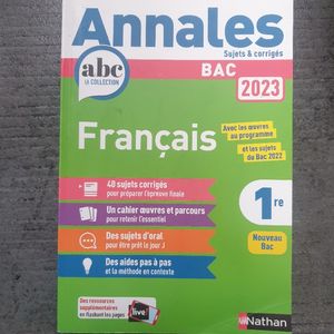 Livre Annales du bac français 1ere 2023