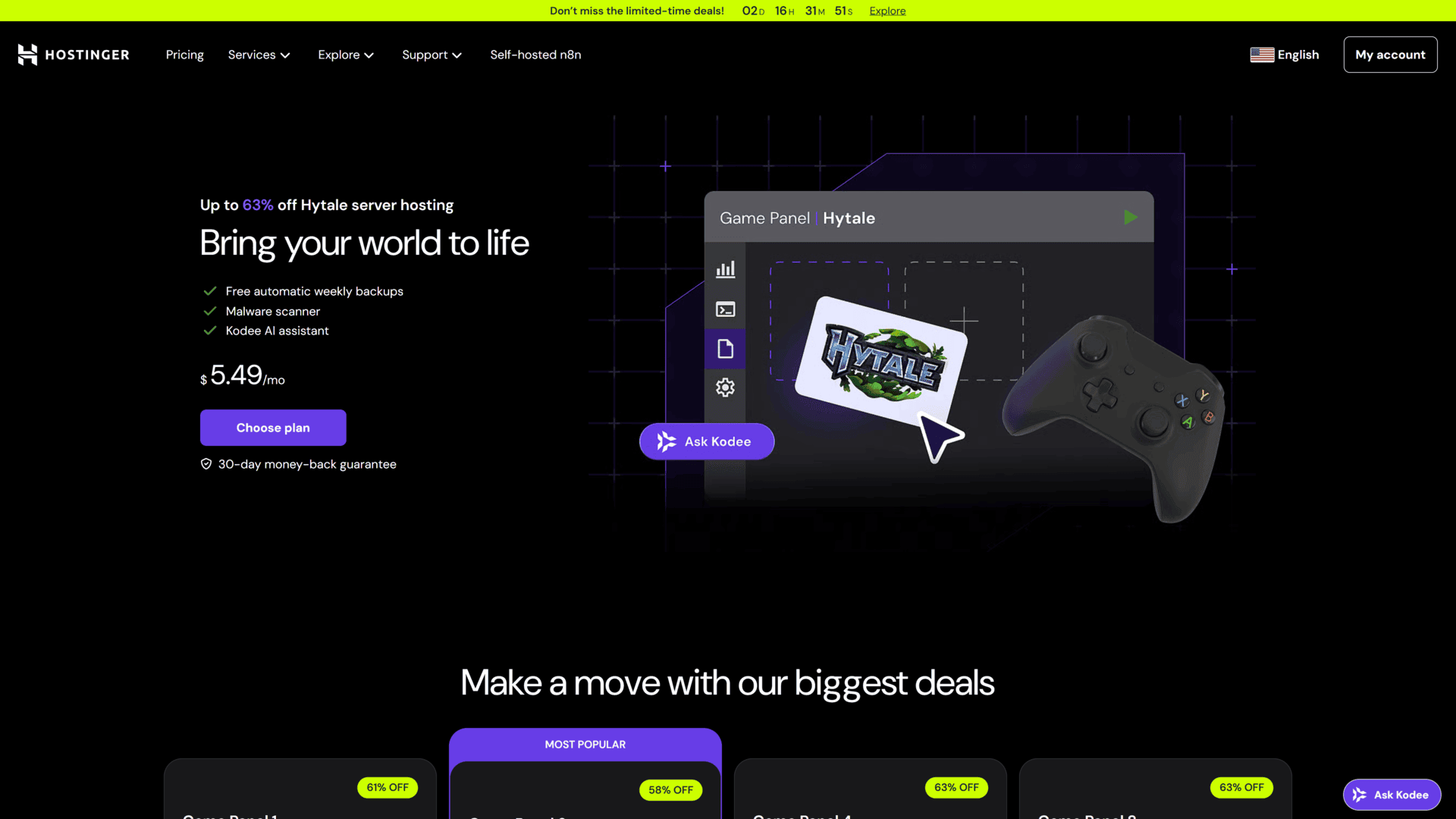 hostinger hytale page