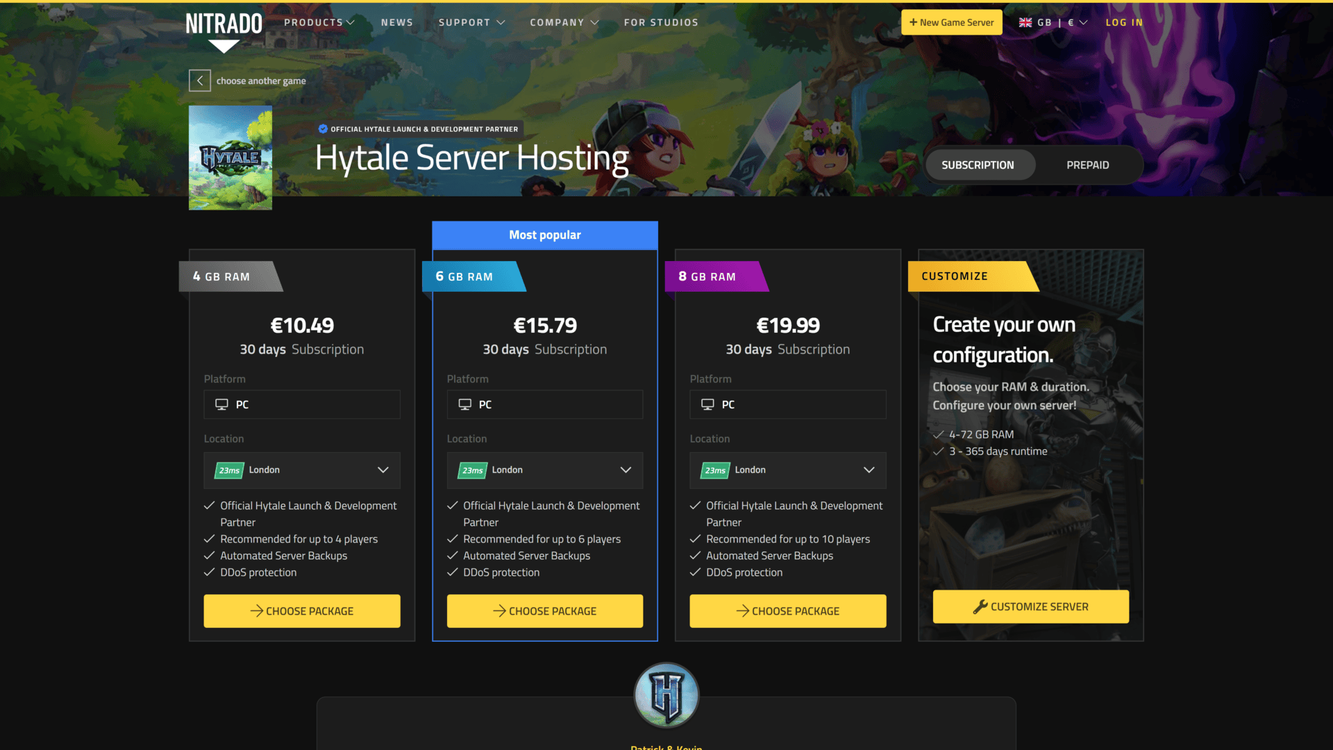 nitrado hytale page