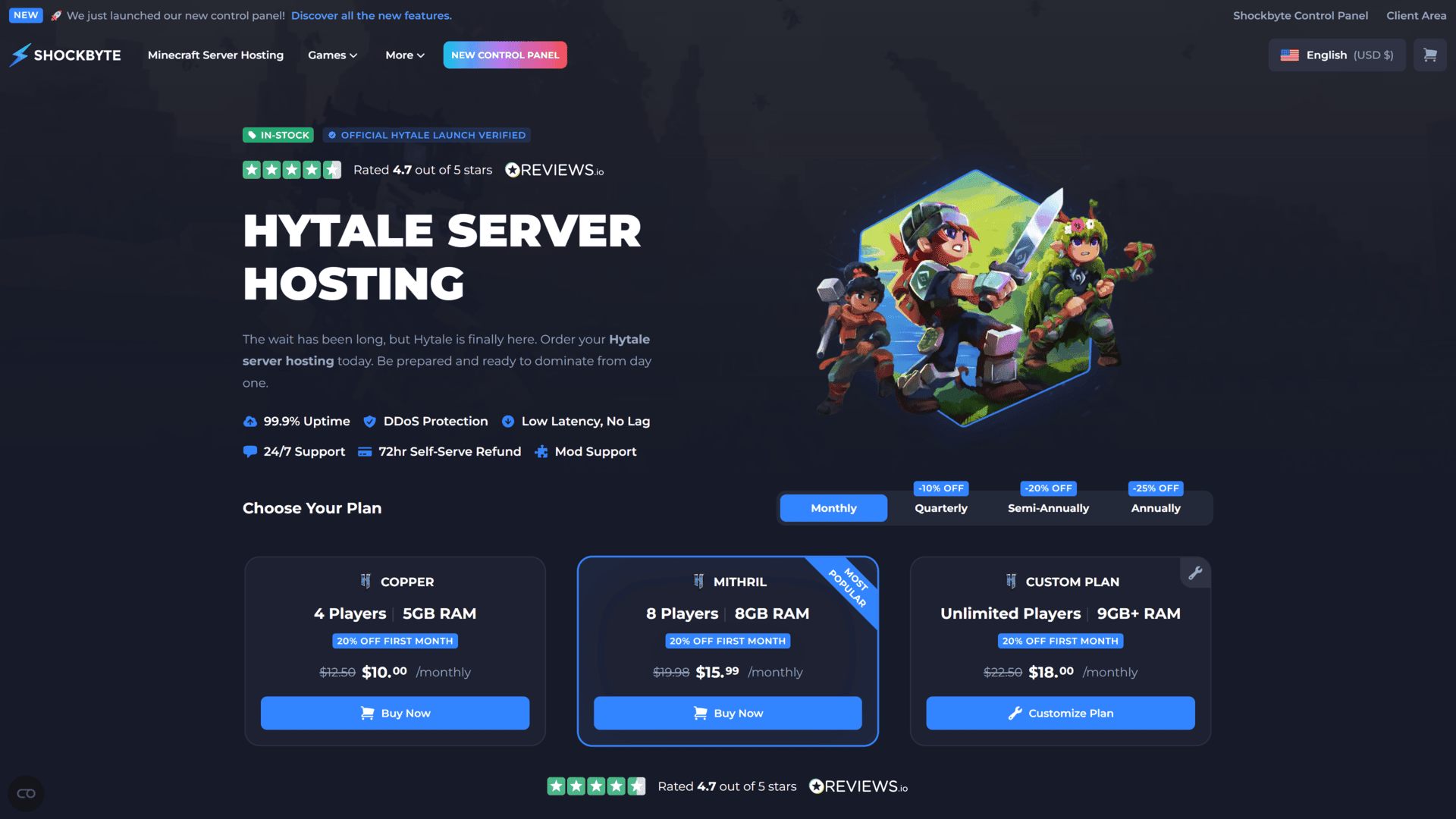 shockbyte hytale page