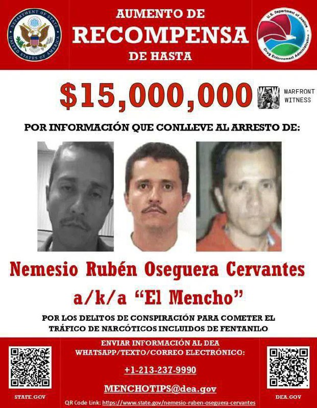 El Mencho, a notorious cartel leader, is depicted in a metaphorical scene of his demise, with sirens wailing in the background, symbolizing his end. The phrase 'Finita la Comedia' (The Comedy is Over) underscores the dramatic conclusion.