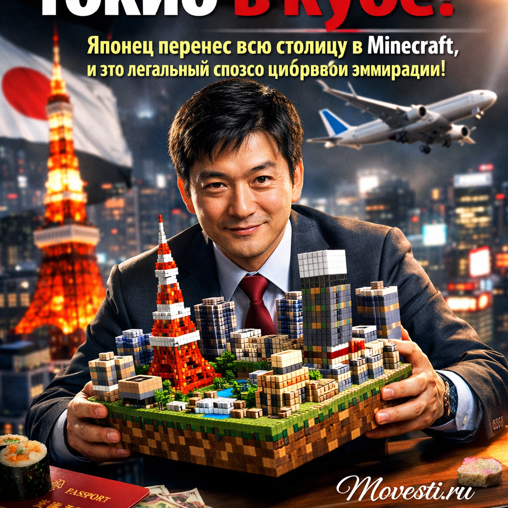 Виртуальный Токио, построенный в игре Minecraft, демонстрирующий масштабный проект японского игрока.