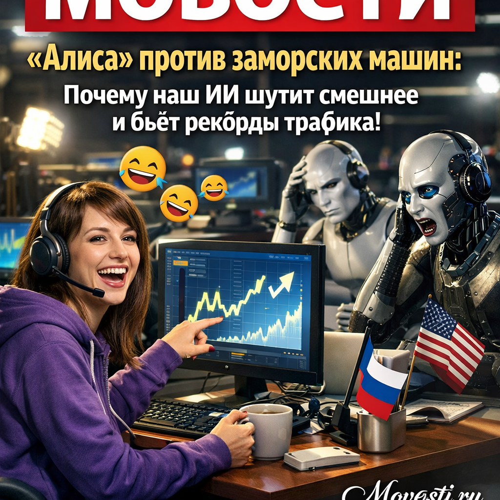 Сравнение Алисы и зарубежных ИИ, демонстрирующее превосходство Алисы в юморе и привлечении трафика.