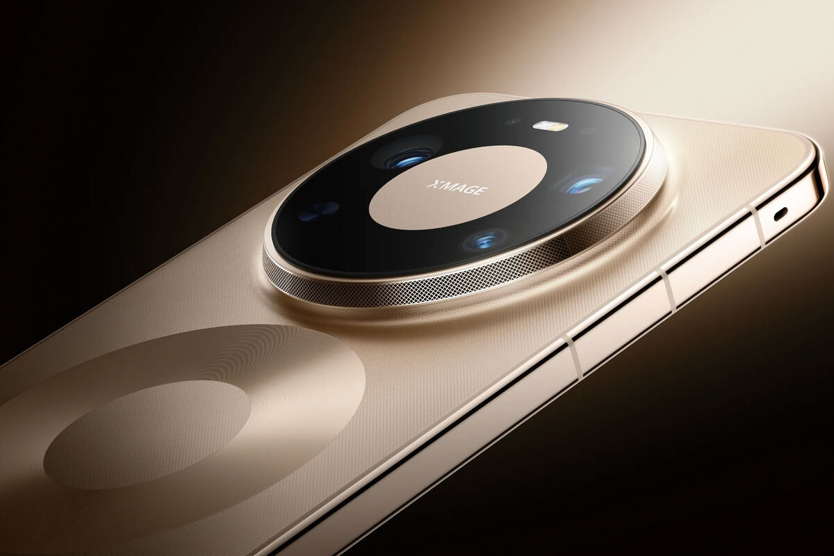 Close-up of a Huawei smartphone with a small, integrated fan spinning, creating a breeze.