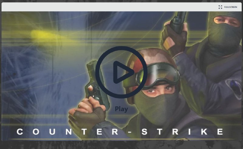 Скриншот игры Counter-Strike 1.6, запущенной в веб-браузере, с надписью "CS 1.6 в браузере"