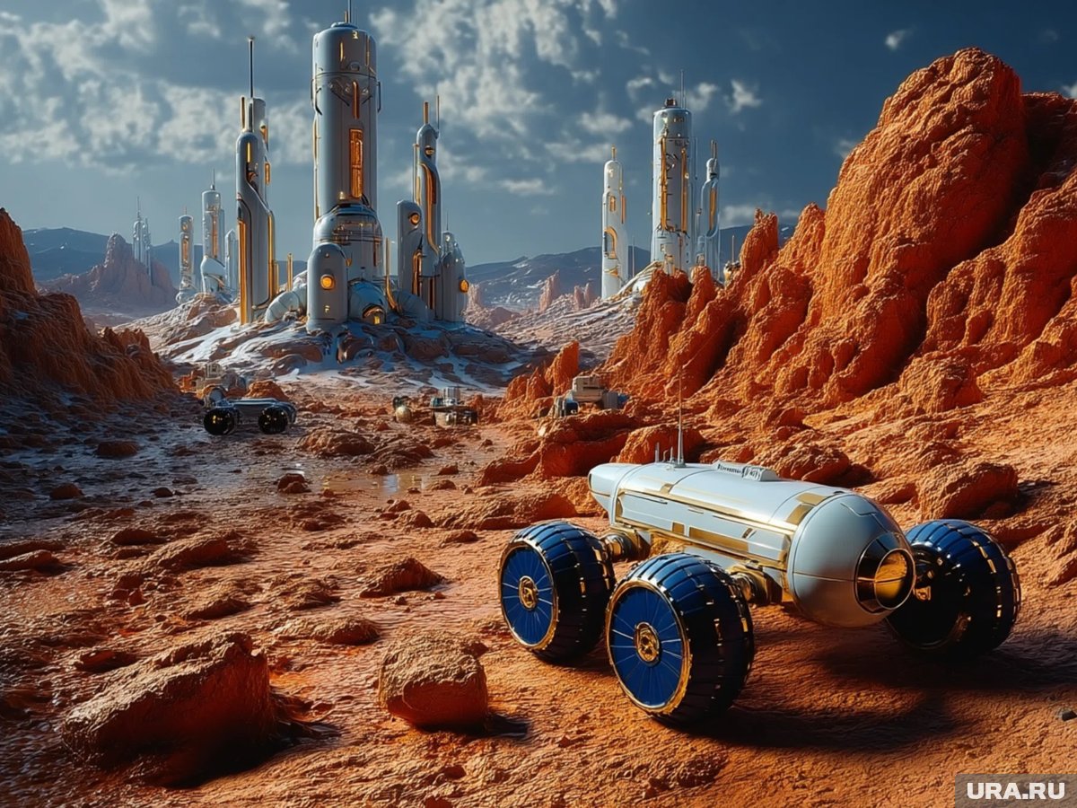 Image of the NASA Curiosity Mars rover on the surface of Mars, with a focus on its wheels and the Martian terrain.