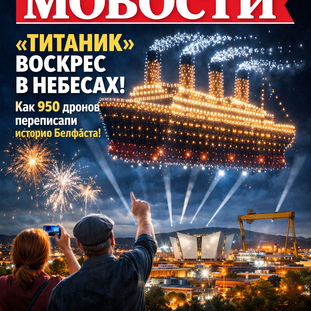 950 дронов в ночном небе создают изображение Титаника над Белфастом