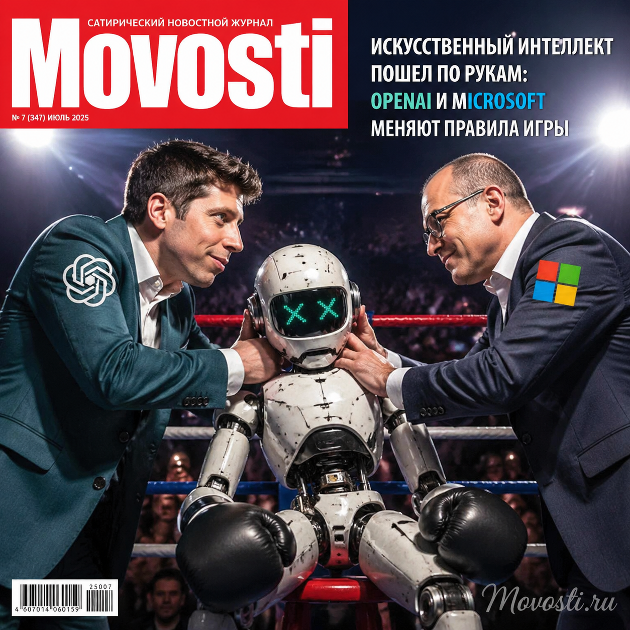 Иллюстрация, символизирующая сотрудничество OpenAI и Microsoft в области искусственного интеллекта