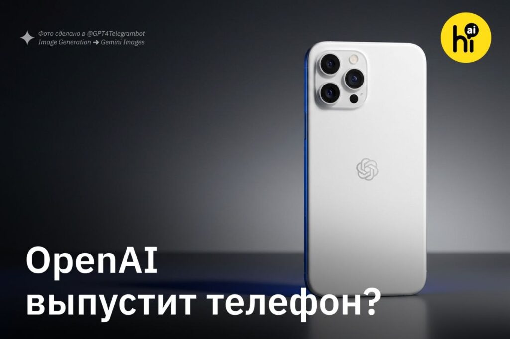 Иллюстрация ИИ-смартфона от OpenAI, который управляет повседневной жизнью пользователя.