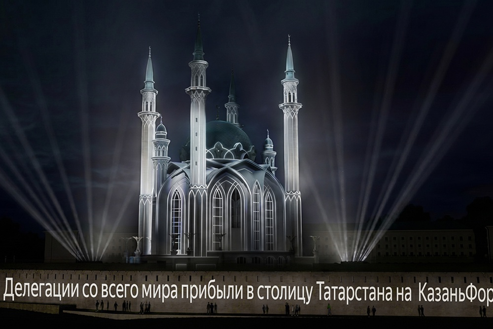 Казанский кремль с 480 метрами светящихся новостей и 3D-эффектами