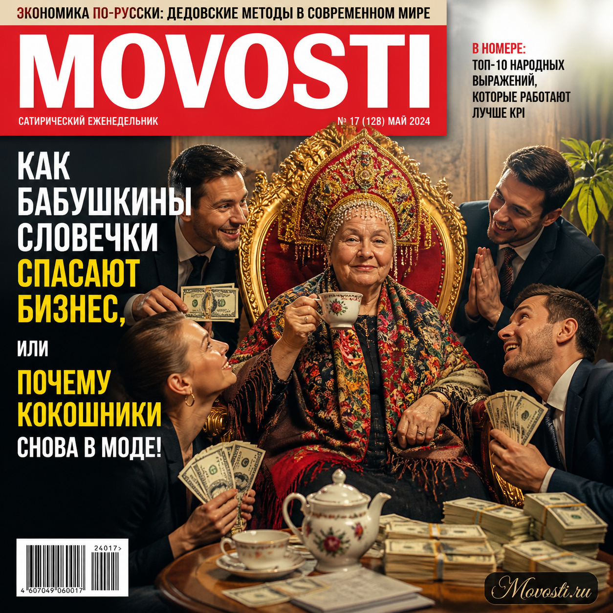 Изображение кокошников с бабушкиными словечками на фоне