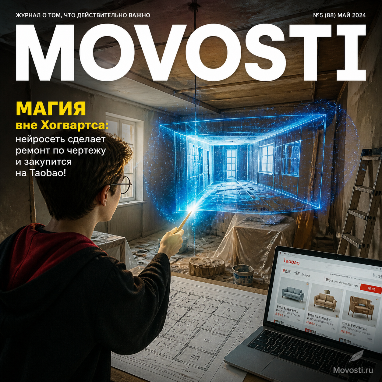 Иллюстрация нейросети, создающей ремонт по чертежу с использованием Taobao