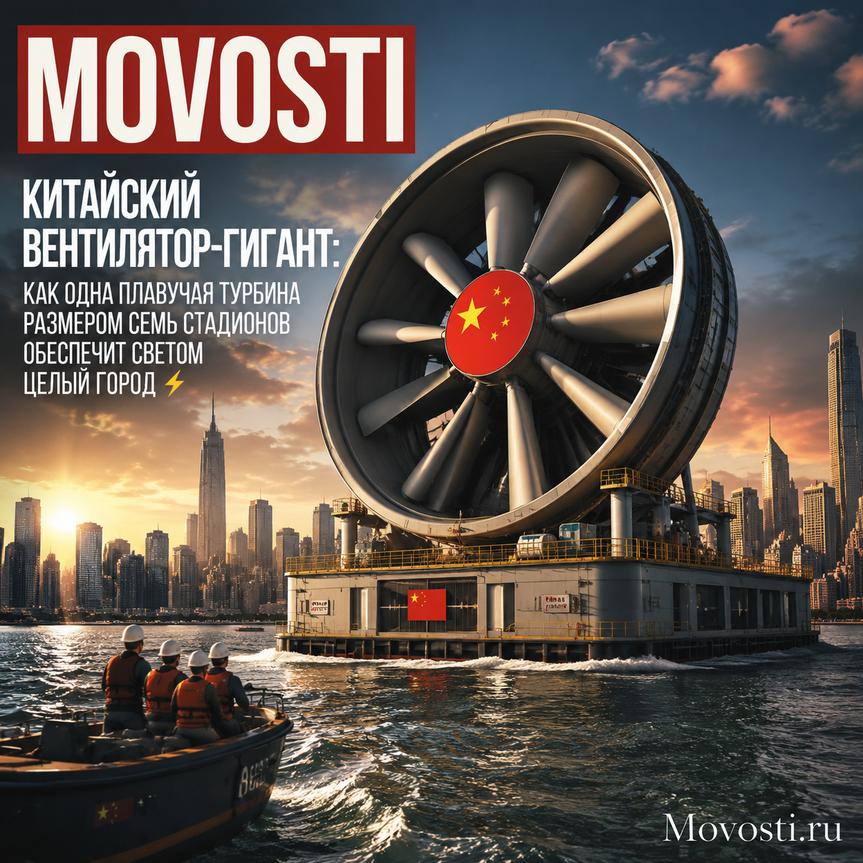 Гигантская плавучая турбина в Китае