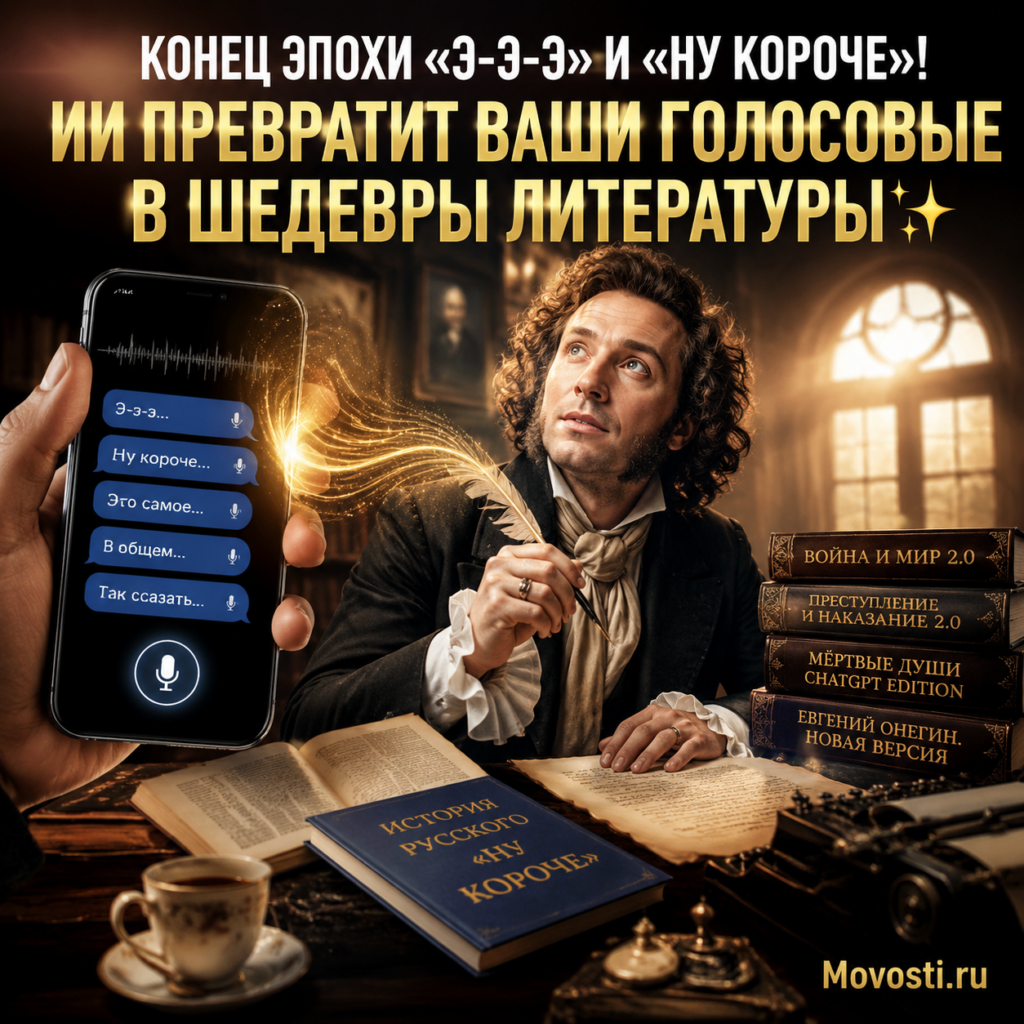 Иллюстрация, символизирующая переход от разговорной речи к литературному искусству с помощью ИИ.