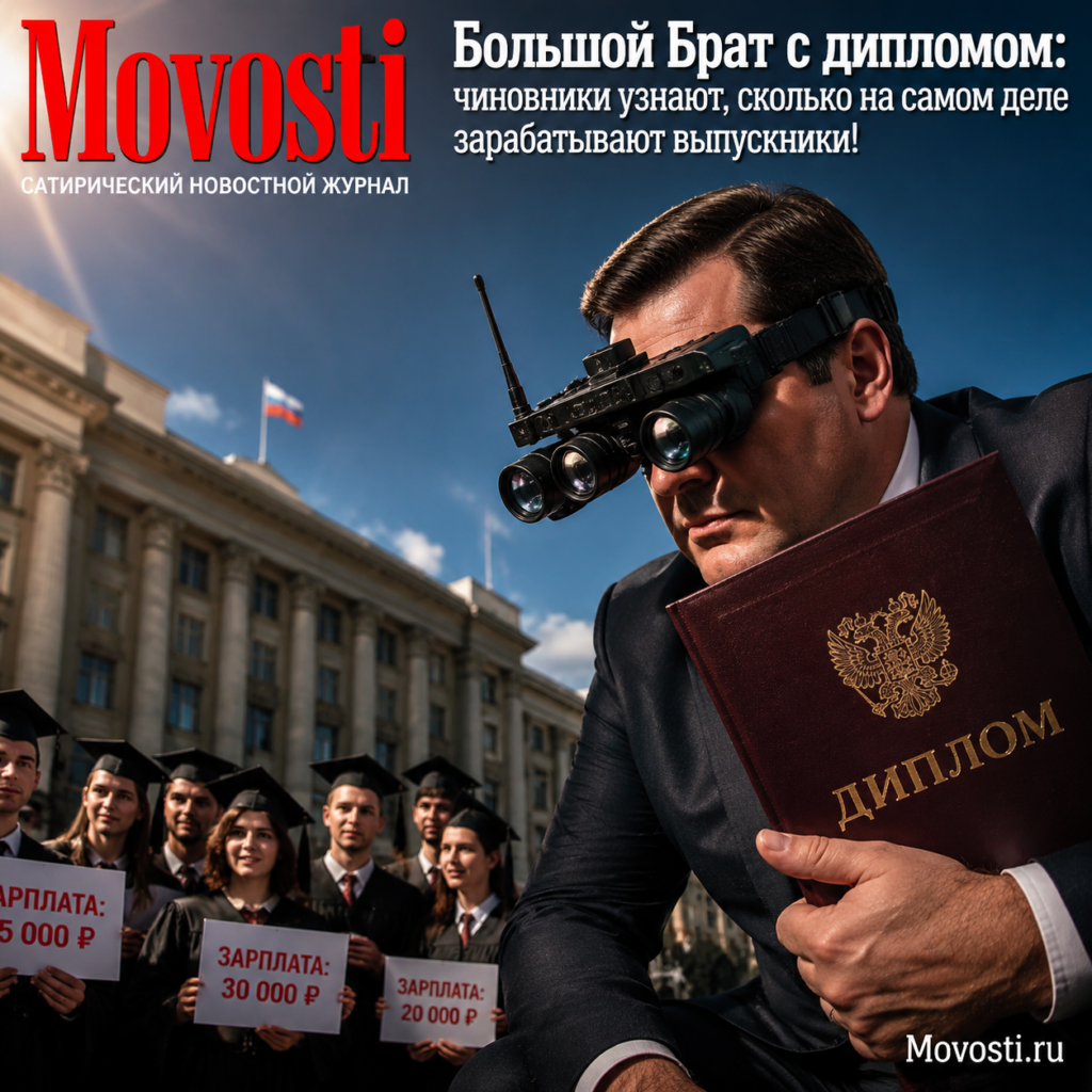 Иллюстрация Большого Брата, символизирующего контроль над данными о зарплатах выпускников.
