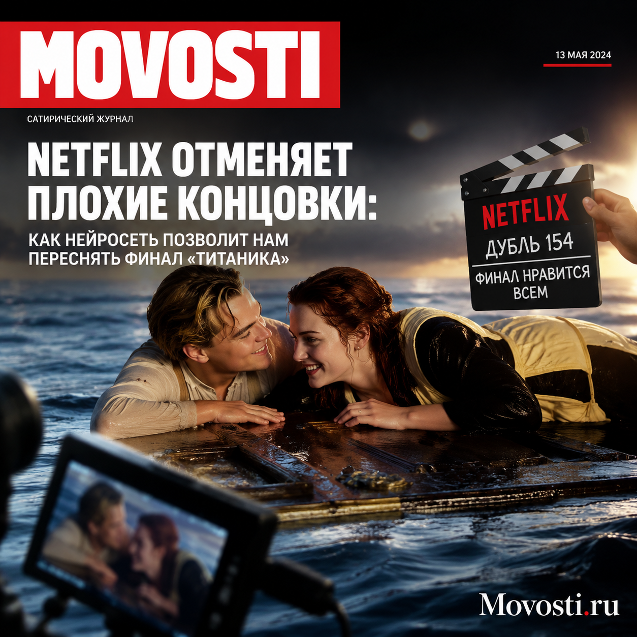 Изображение, иллюстрирующее идею использования нейросети для изменения концовок фильмов на платформе Netflix.