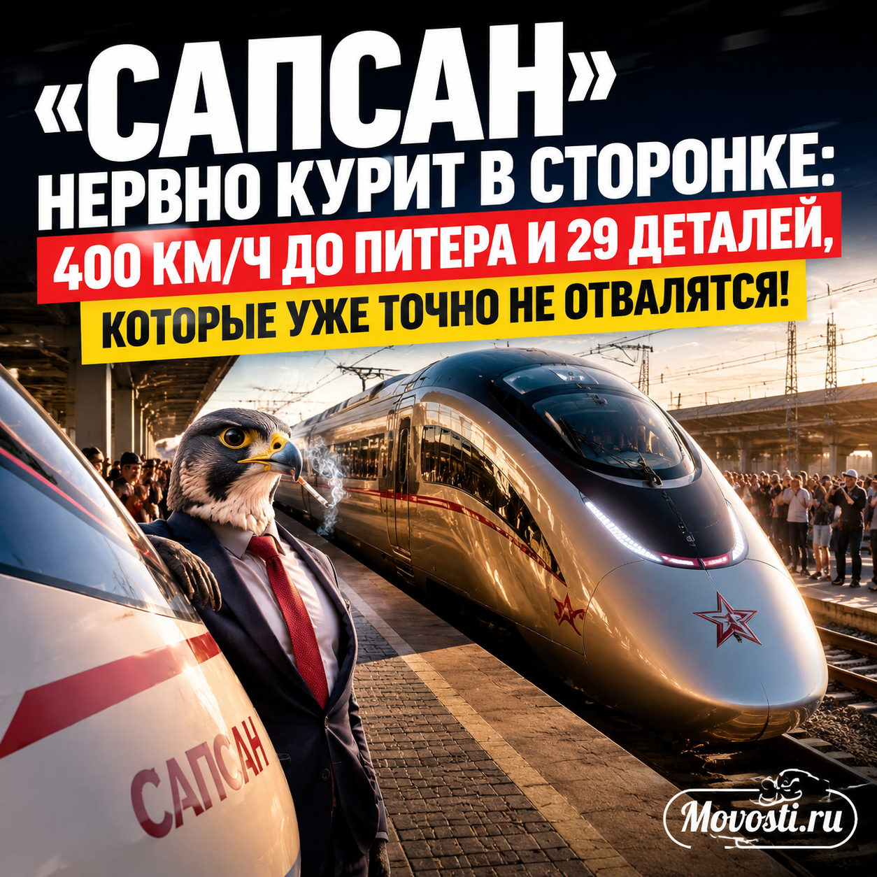 Поезд Сапсан на фоне пейзажа с высокой скоростью