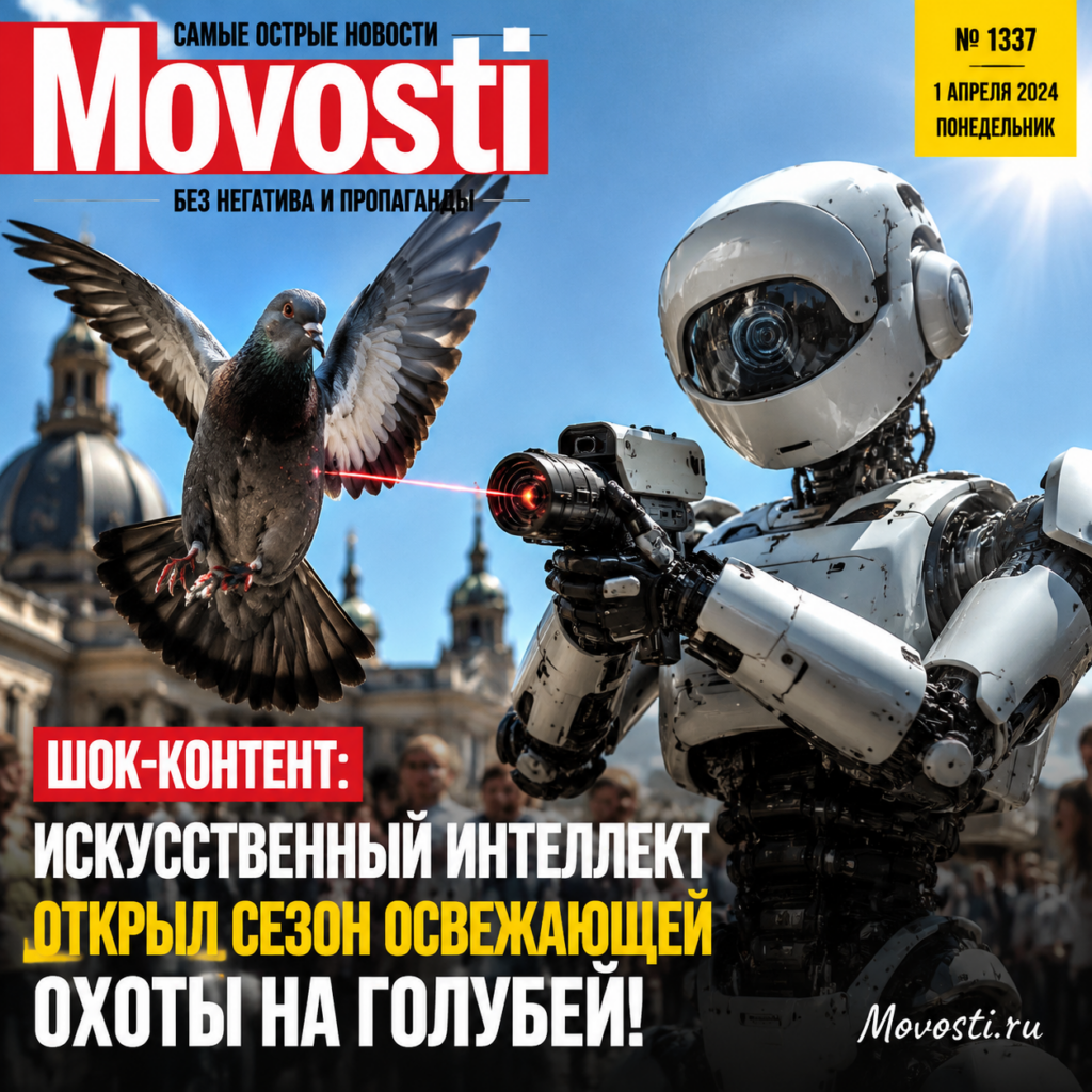 Иллюстрация с изображением искусственного интеллекта, охотящегося на голубей.