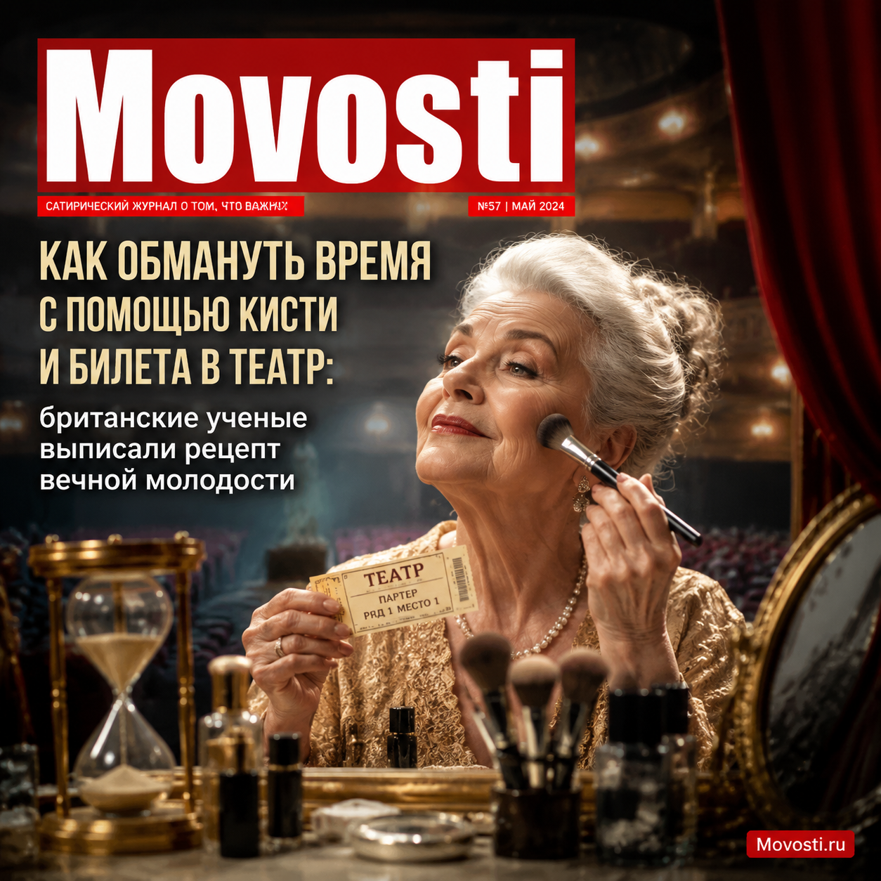 Иллюстрация к теме вечной молодости с элементами театра и искусства