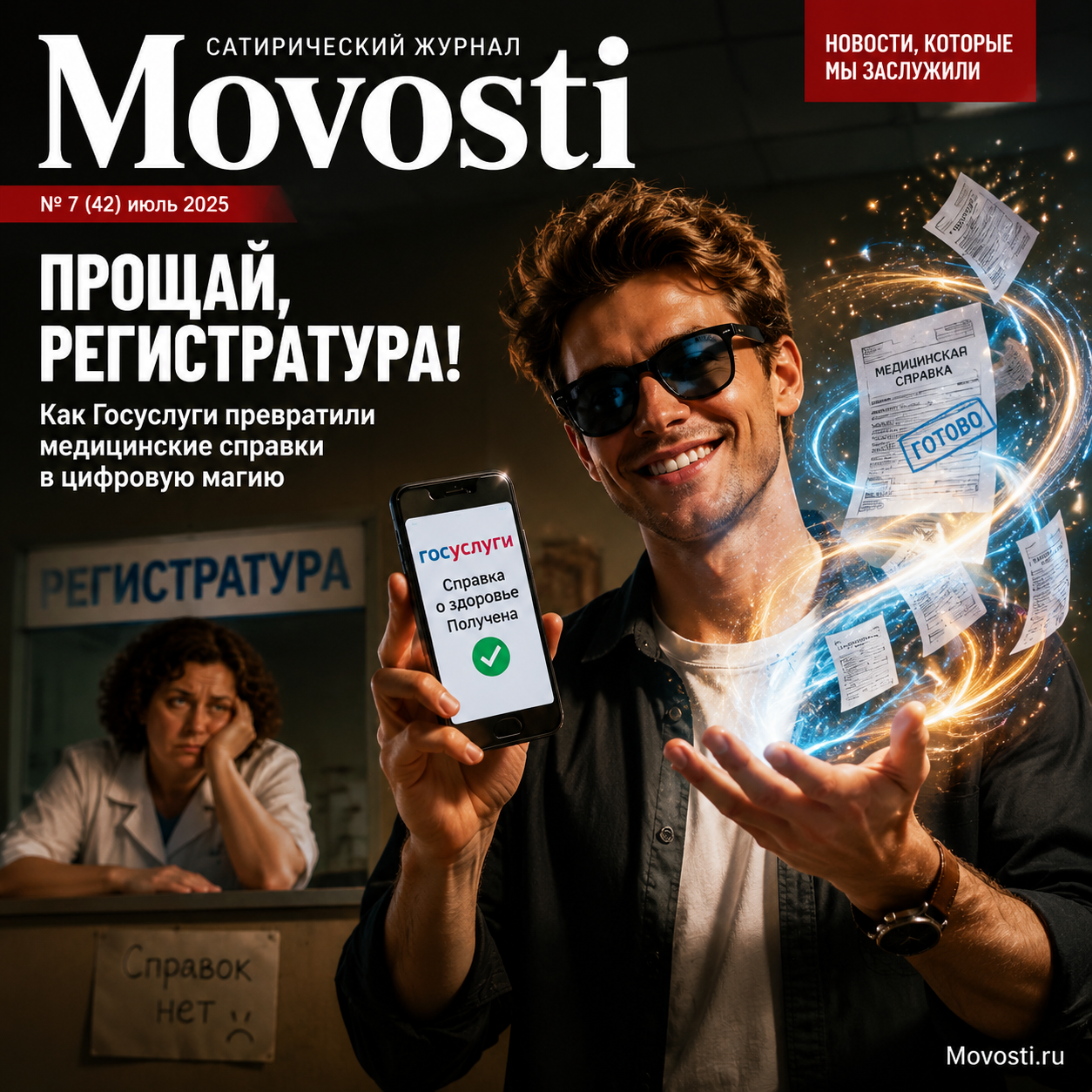 Изображение, иллюстрирующее переход от традиционной регистрации в медицинских учреждениях к цифровым услугам Госуслуг