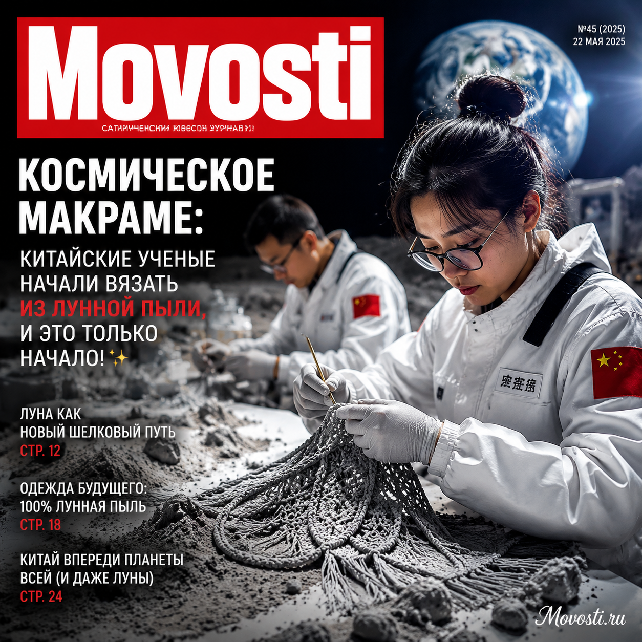 Изображение космического макраме, созданного китайскими учеными из лунной пыли