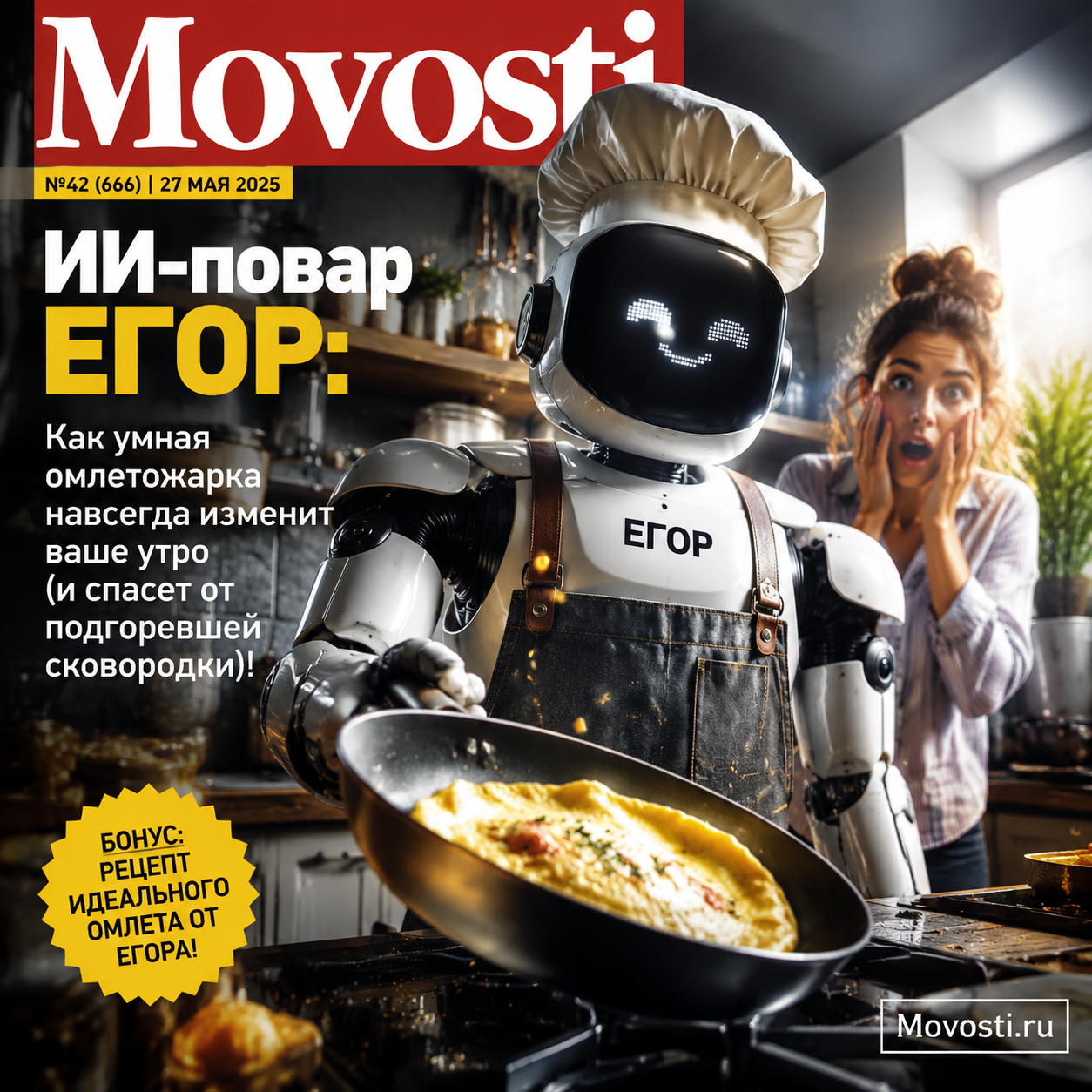 ИИ-повар ЕГОР готовит омлет с помощью умной омлетожарки