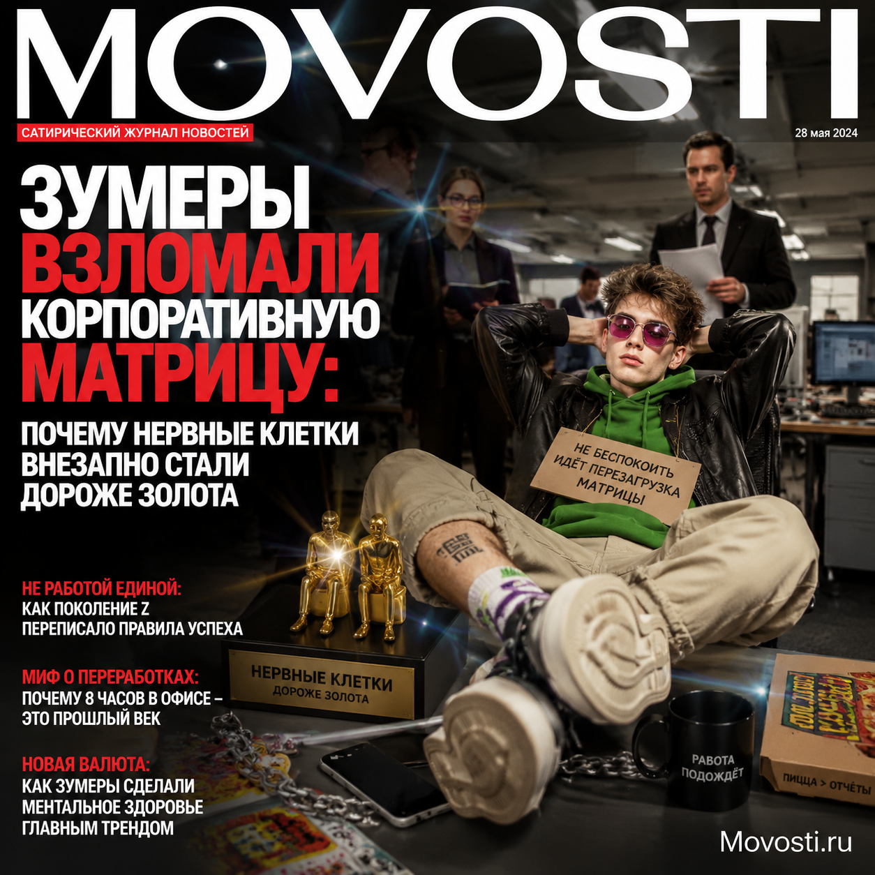 Изображение, иллюстрирующее влияние зумеров на корпоративную структуру и ценность нервных клеток.