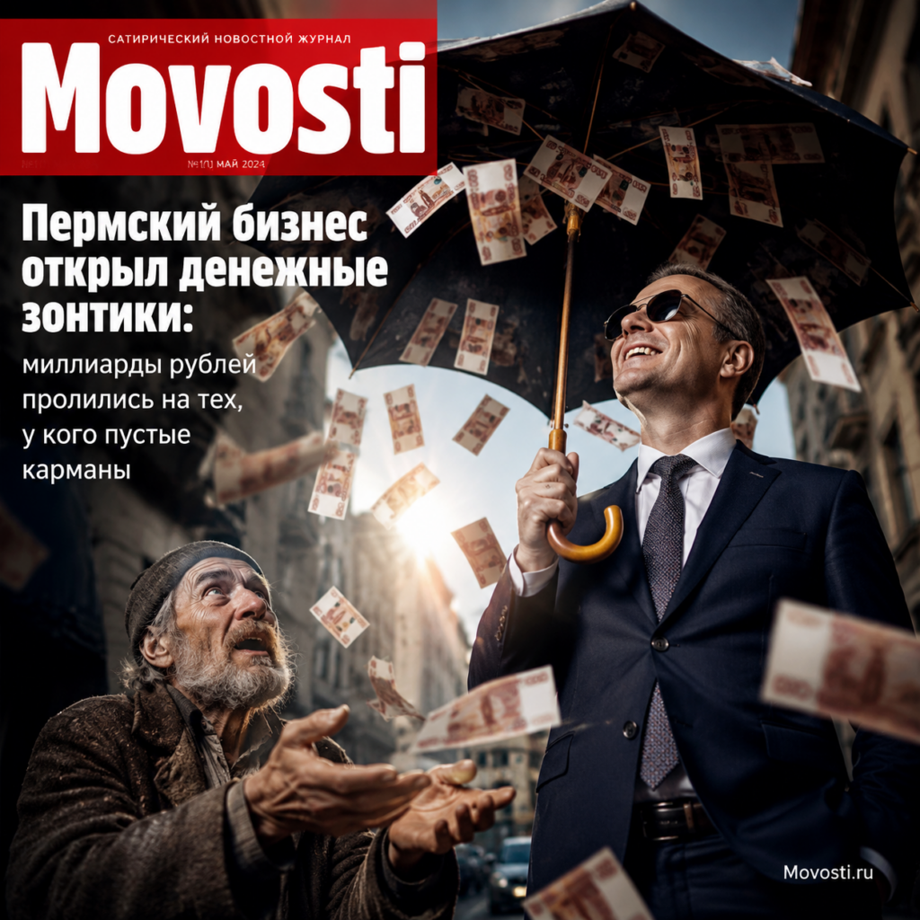 Денежные зонтики, символизирующие финансовую поддержку для бизнеса в Перми