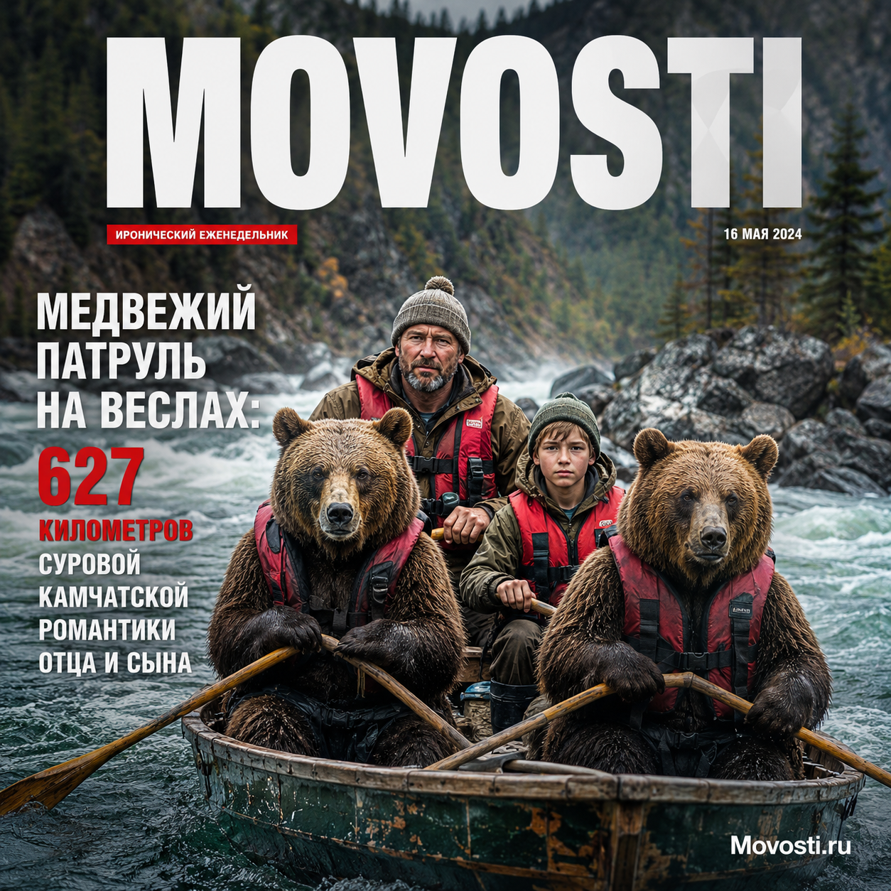 Отец и сын на веслах в суровых условиях Камчатки