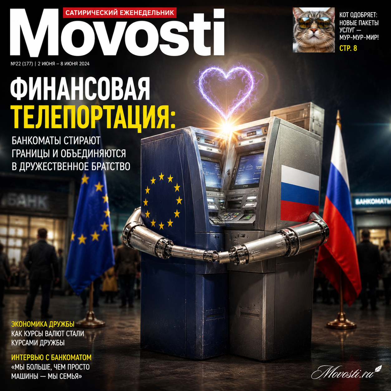 Изображение банкоматов, символизирующих объединение финансовых систем