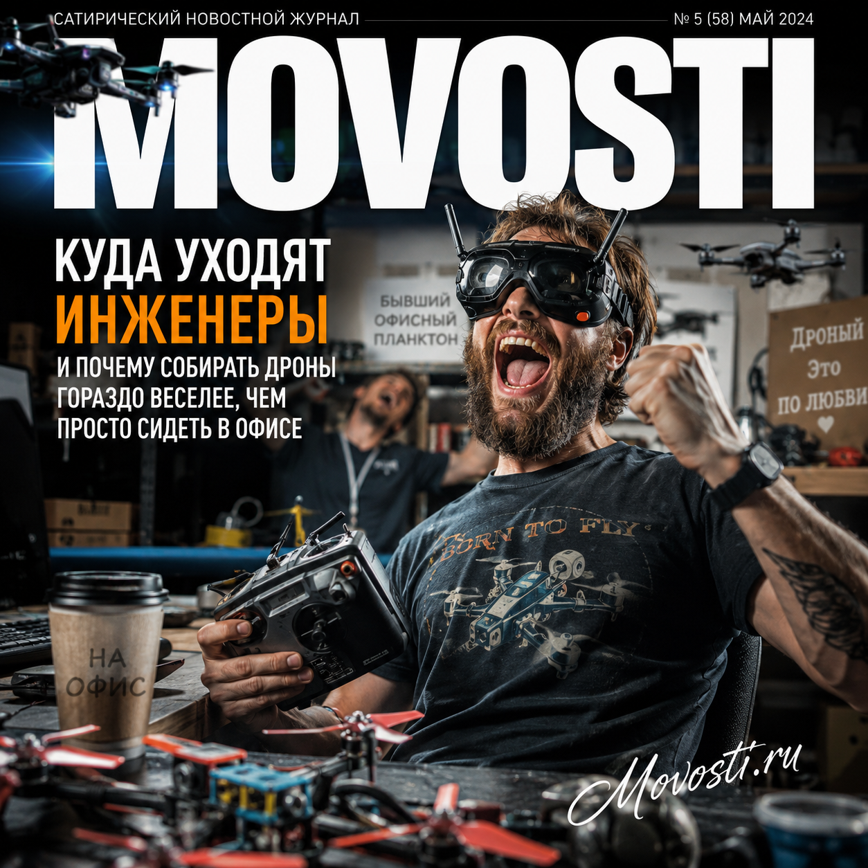 Инженеры собирают дрон на открытом воздухе, наслаждаясь процессом