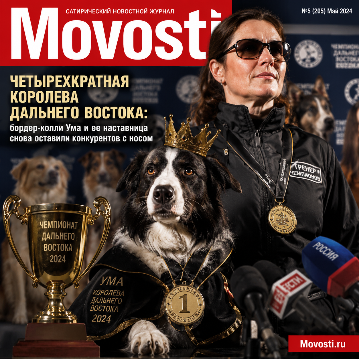 Бордер-колли Ума с наставницей на соревнованиях