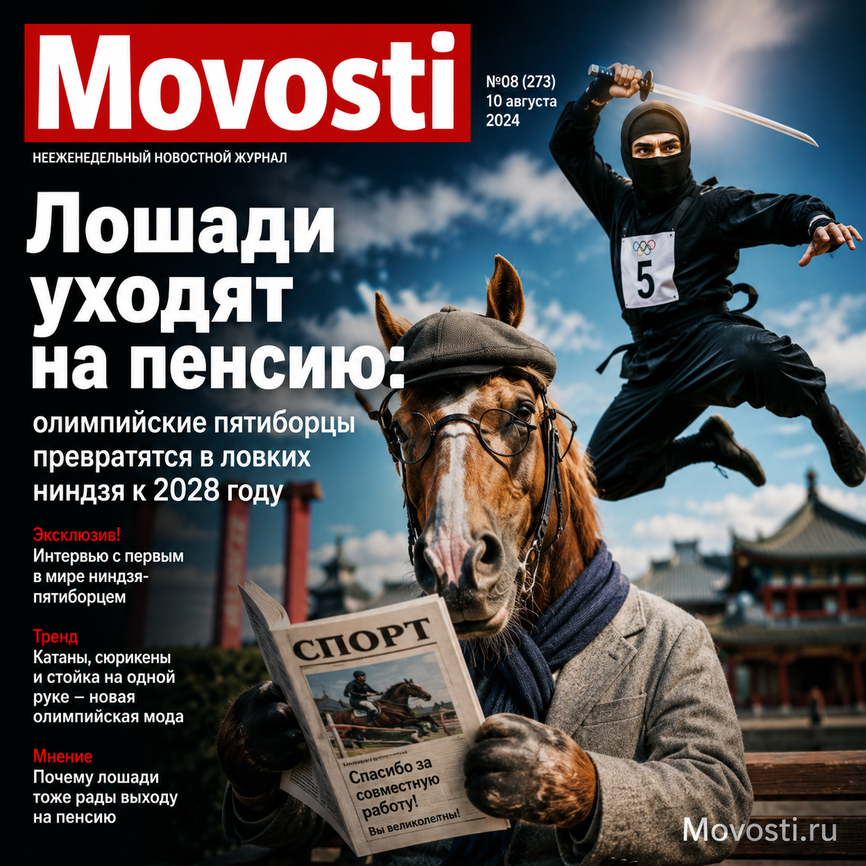 Олимпийские пятиборцы и их лошади в новой роли ниндзя