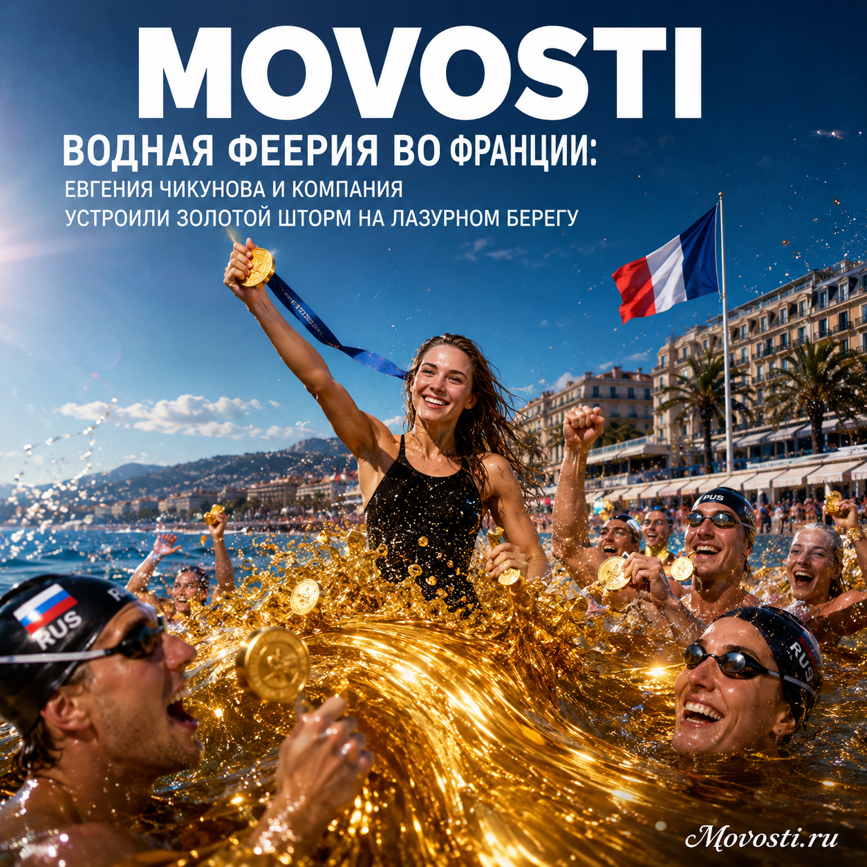 Евгения Чикунова и компания наслаждаются ярким водным шоу на Лазурном берегу
