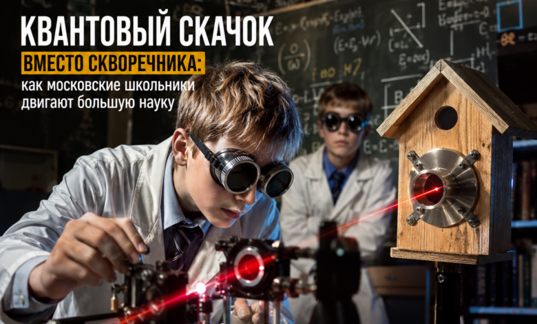 Изображение школьников, работающих над научным проектом, символизирующее квантовые технологии.