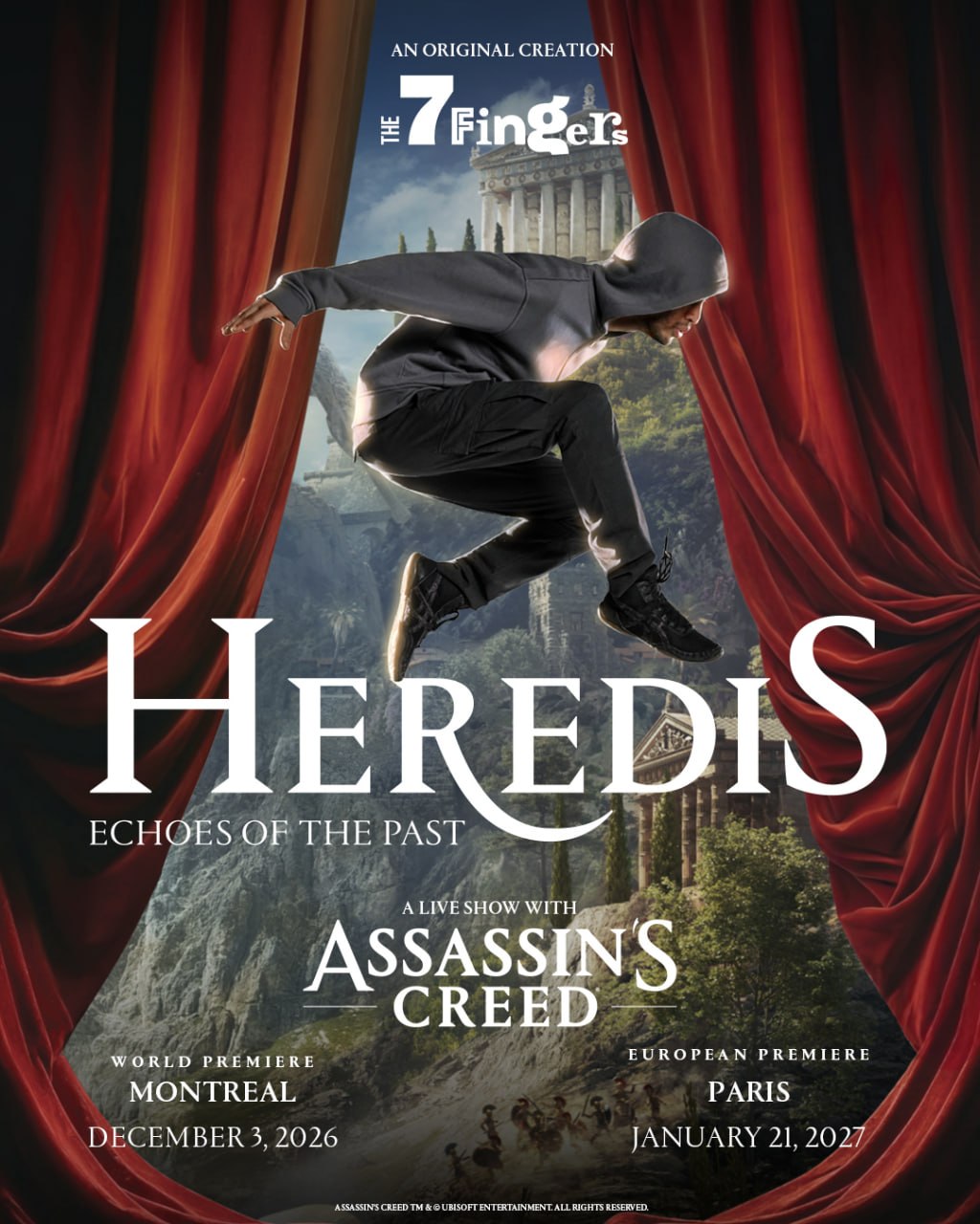Ассасины из игры Assassin's Creed исполняют Прыжок веры на сцене театра
