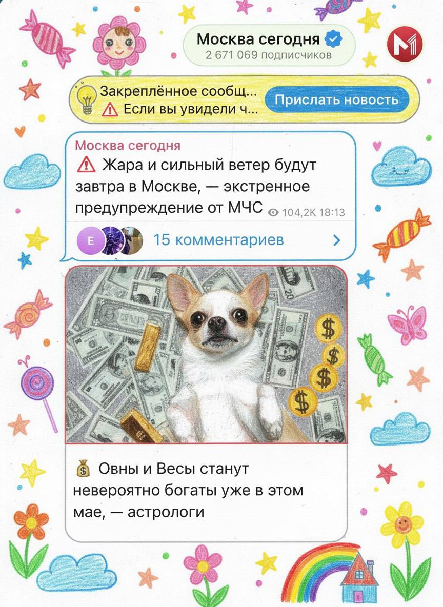 Иллюстрация, демонстрирующая, как нейросети превращают профили в детские шедевры