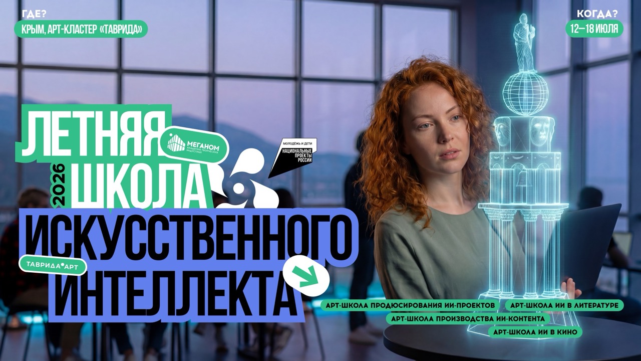 Иллюстрация, изображающая сочетание крымского пейзажа с элементами искусственного интеллекта