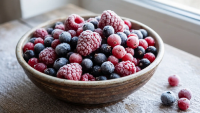 Ягоды, аккуратно замороженные, чтобы сохранить их свежесть и вкус