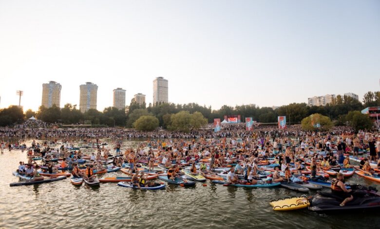 Водно-музыкальный рекорд в Строгино, Москва