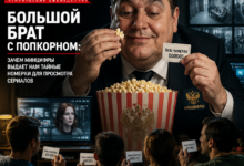 Иллюстрация Большого Брата, наслаждающегося попкорном во время просмотра сериалов