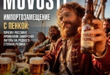 Изображение, иллюстрирующее тренд импортозамещения в России с акцентом на местные продукты и услуги